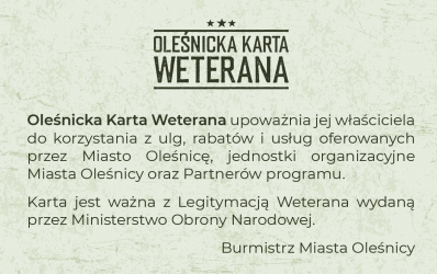 Oleśnicka Karta Weterana - tył